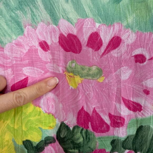 VTG Jams World Womens Mini Dress M Green Colorful Floral Ruffle Hawaiian Beach - Picture 10 of 13